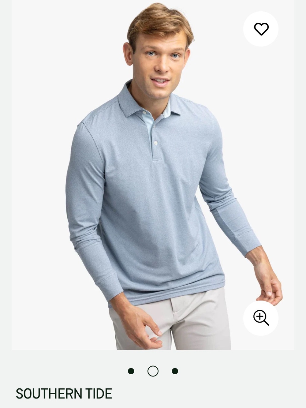 Southern Tide Heather Blue Striped Long Sleeve Polo Men’s Large
